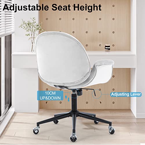 Office Chair Ergonomic Desk Chair - Velvet Vanity Fabric Home Office Chair Modern Adjustable Height Computer Chair With Pillow Swivel Executive Task Chair For Makeup And Living Room, Grey #TOP5