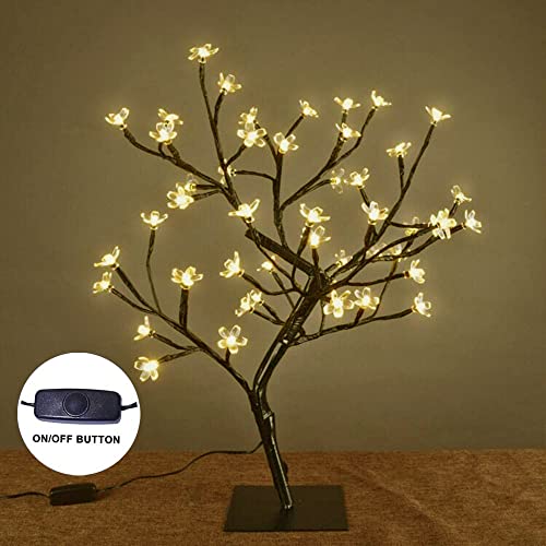 Lightshare 18 Inch Cherry Blossom Bonsai Tree, 48 Led Lights, 24V Ul Listed Adapter Included, Metal Base, Warm White Lights, Ideal As Night Lights, Home Gift Idea #TOP1