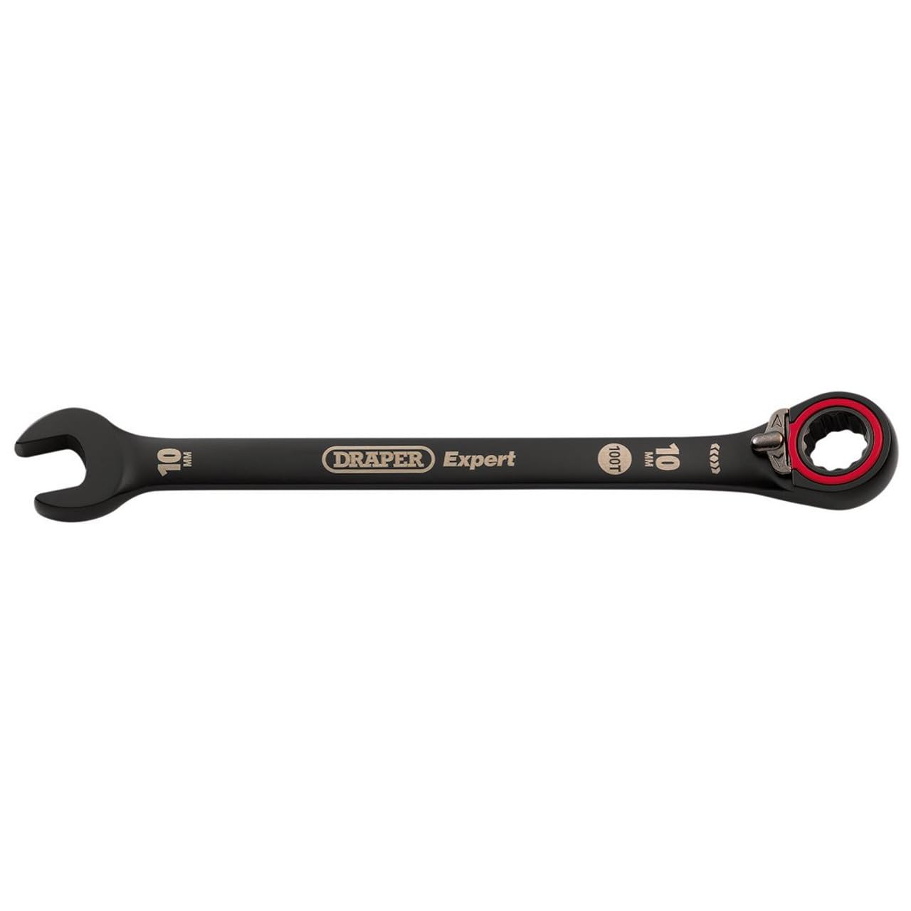 Draper 03900 Expert HI-TORQ Metric Reversible Ratchet Combination Spanner, 10mm, Black, Red and Black - Image 3