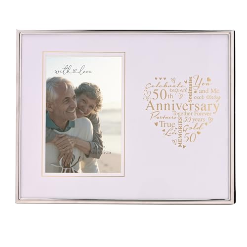 Cadre photo souvenir argenté With Love Heart 10,2 x 15,2 cm
