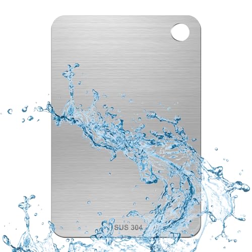 Tabla de Cortar de Titanio y Acero Inoxidable 304, Doble Cara, Antibacteriana, Fácil de Limpiar, para Carne, Frutas y Verduras, 29×19.5cm