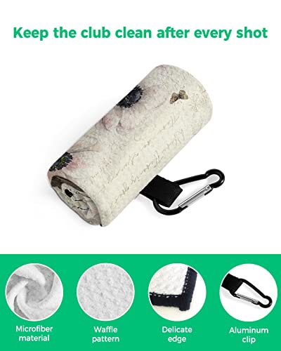 Elegant Flower Golf Towel,Funny Golf Towel For Golf Bags Disc With Clip,Personalized Microfiber Waffle Golf Club Towel Accessories Gift For Men/Women/Dad/Mom Vintage Watercolor Rustic Tulip Floral #TOP3