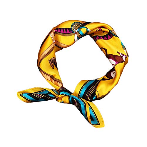 Escomdp Real Seda Bufanda Joyería Cuadrados Bufandas Bufanda Oficina Cuello bufanda Bufandas de seda Caballo Regalo de San Valentín 53 x 53 cm (Amarillo)