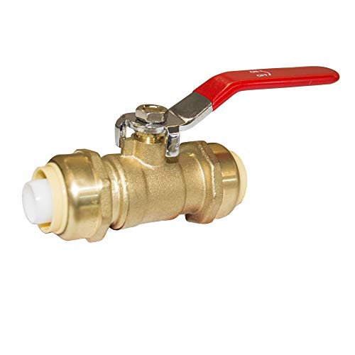 HQMPC Push-Fit Full Port Ball Valve Pex Push Ball Valve Water Shut Off Valve Plubing Pex Push In Ball Valve Push-to-Connect, PEX, Copper, CPVC, 3 4 x3 4 1 Pack