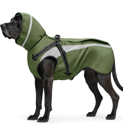 Oslueidy Impermeable Perro Impermeables para Perros Reflectantes Perros Chaquetas de Lluvia con Capucha Poncho para Perro pequeños y medianos Grandes S-XXL (Verde, M)