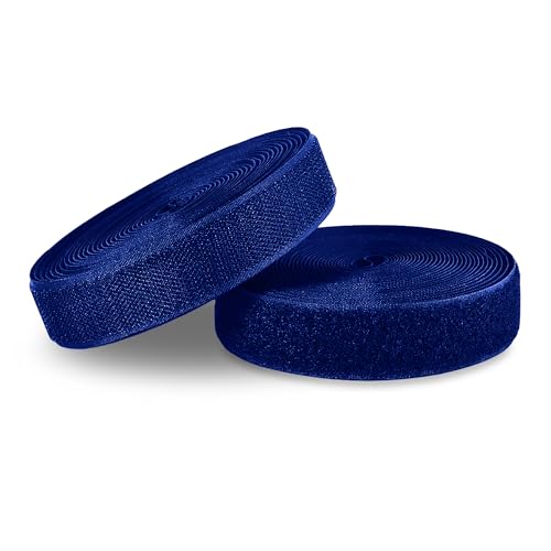 Image of 1 Inch x 5 Yd Navy Hook and Loop Non-Adhesive Interlocking Tape Thin Nylon Excellent Grip Heavy Duty Fastening Strips Fastener Roll for Bags Clothes Home Office School Car and Crafting Organization