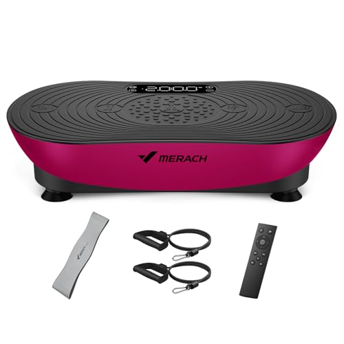 MERACH Vibration Plate Exercise Machine, Vibration Plate lymphatic Drainage Muscle Activation, Vibrating Plate Full Body Equipment with LED Touch Screen Bluetooth Pull Cord