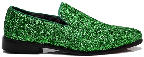 Image of SPK04 Men's Vintage Glitter Dress Loafers Slip On Shoes Classic Tuxedo Dress Shoes