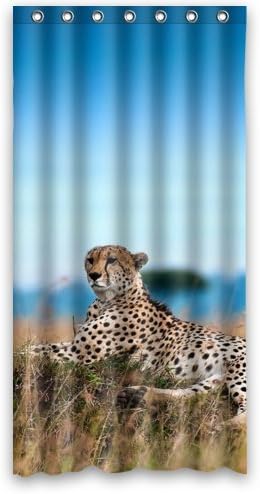 Custom Distinctive Design Cool Lying Cheetah/Leopard Waterproof Bathroom Shower Curtain- Polyester Fabric, 36(w)x72(h)