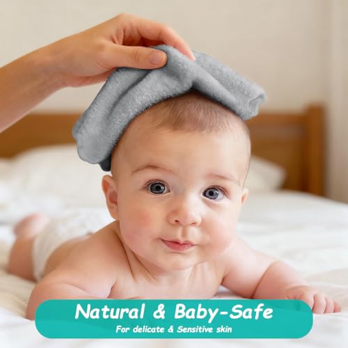 Image of HOMEXCEL Baby Washcloths 12 Pack-Microfiber Coral Fleece Baby Bath Face Towel 7 x 9 Inch Extra Absorbent Soft Burp Cloth and Wash Cloths for Newborn-Infants and Toddlers-Gentle On Sensitive Skin,Grey
