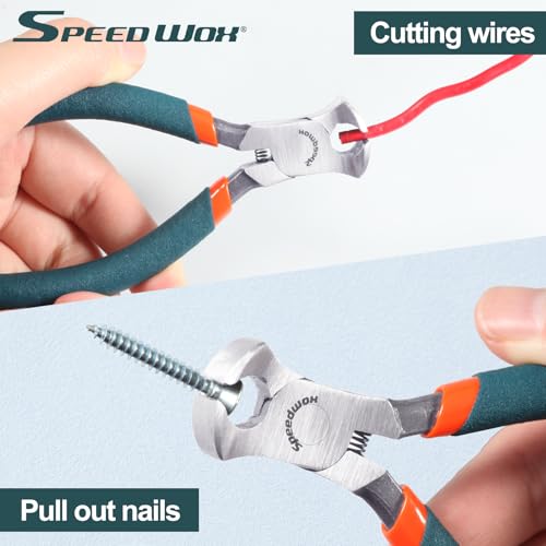 SPEEDWOX Mini pince coupante, 11,4 cm avec poignées en PVC, outil d'arrache-clou pour l'installation de charpentiers de construction – Image 3