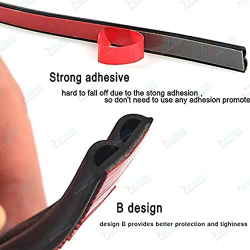Image of com B Shape Weather Strip Soundproofing Rubber Seal for Car Truck (Self Adhesive) - (5 Meters)