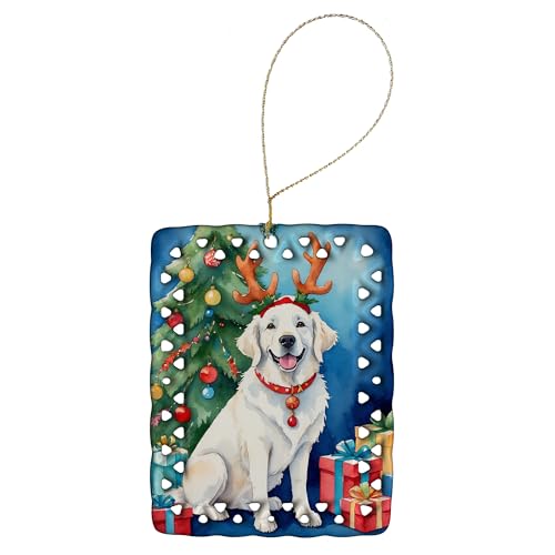 Caroline's Treasures Kuvasz Dogs Porcelain Hanging Christmas Ornament