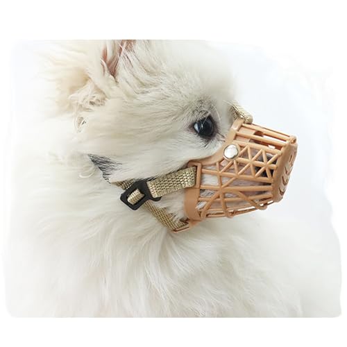 Classic Basket Dog Muzzle - Dog can Pant and Drink,Breathable Adjustable Padded Muzzle for Small Medium Large Dogs,Prevents Biting Barking and Chewing (Brown, 1#XXS)