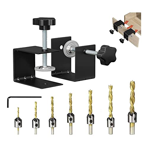 CALIBAN 4 piezas abrazadera universal en C para hardware de armario con brocas, para manijas de instalación de puerta de armario de madera