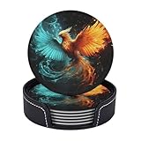 Matériau de qualité supérieure : dessous de verre à imprimé phénix pour boissons en microfibre de qualité supérieure, nos dessous de verre ronds en cuir mesurent 9,9 x 9,9 x 0,3 cm de diamètre, s'adaptent parfaitement à la plupart des tasses. Le toucher ultra doux du matériau ajoute une touche d'élégance à votre décoration d'intérieur.