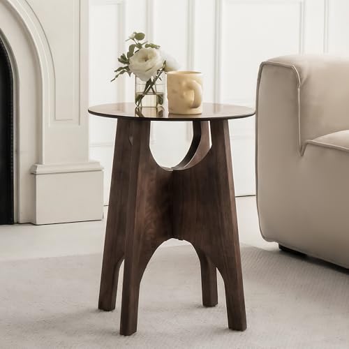 Table basse ronde Table d'appoint ronde moderneTable basse en verre trempé pour les espaces de vie compacts.Pieds en bois créatifs en forme de croix.Convient...