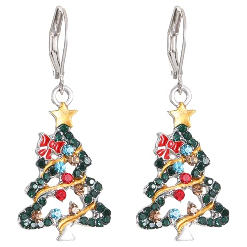 Ohrringe Weihnachten Hängend Weihnachtsohrringe Ohrstecker Weihnachtsschmuck Schmuck Geschenk für Damen Frauen Kinder Mädchen Weihnachtsbaum Modeschmuck Weihnachts Tropfen Baumeln Ohrringe Stecker
