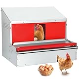 Redants Chicken Nesting Box, Metal Chicken Laying Box with Roll Away Egg Collection, Reversible Wall Mountable Chicken Coop Nesting Boxes for Hens, Ducks, Waterproof, 24'×19.5'×20', Up to 20+ Hens