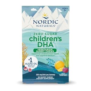 Nordic Naturals Zero Sugar Children’s DHA Vegetarian Gummy Chews – Passion Fruit Lemon Flavor – 30 Gummies – Vegan Algae Oil Omega-3 Supplement for Kids Brain & Cognition Support – 30 Servings