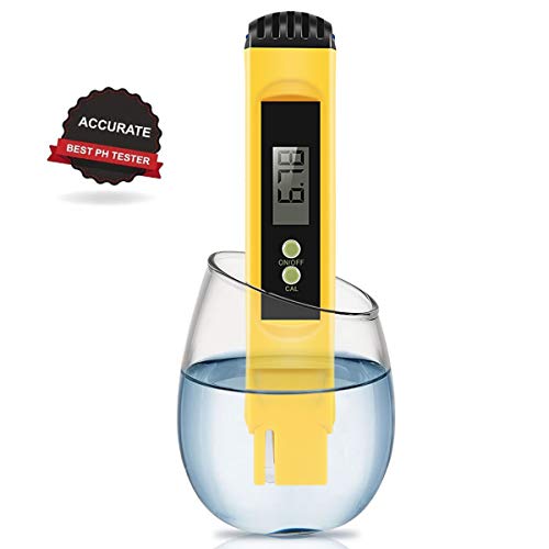 Digital PH Meter, VANTAKOOL PH Meter 0.01 PH High Accuracy Water Quality Tester with 0-14 PH Measurement Range for Household Drinking, Pool and Aquarium Water PH Tester Design with ATC (yellow)