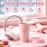 Ceramic Mug Pink Cup With Earmuffs Get Cosy Winnter Kit Warm Sets Lovely Perfect Unique Gift For Coffee Tea Milk,For Girlfriend, Girls, Birthday, Christmas, Mother's Day