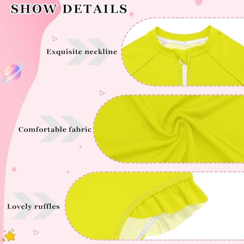 CHIFIGNO Yellow Rashguard One Piece Girls Swimsuit Long Sleeve Hawaii Swimwear 3T4