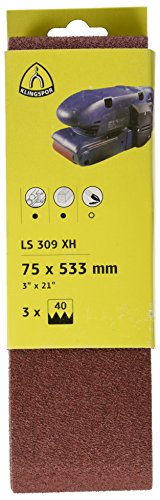 KLINGSPOR 7018, Nastro Abrasivo per Levigatrice a Nastro SB-imballato LS 309 XH, , Grana 40, 75 x 533 mm, Marrone, 3 Pezzi