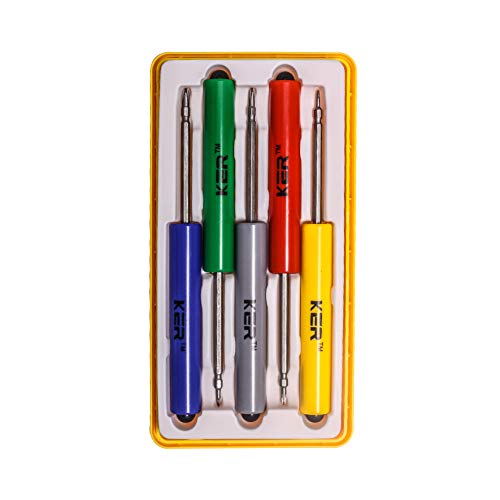 KER Cell Phone Repair Kits, 5pcs Mini Precision Screwdriver, Double Head Screw Driver, Professional Mobile Phone Repair Tool Set, for iPhone, MacBook, iPad and Eyeglass, Glasses, Clock