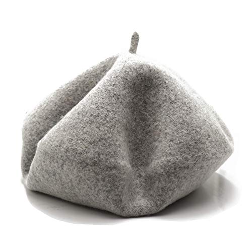 Wheebo Wool Beret Hat,Solid Color French Style Winter Warm Cap for Women Girls (Ashy Gray)