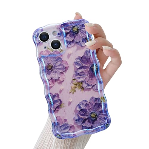 Coque iPhone 14 vintage fleur lilas pour style féminin quotidien