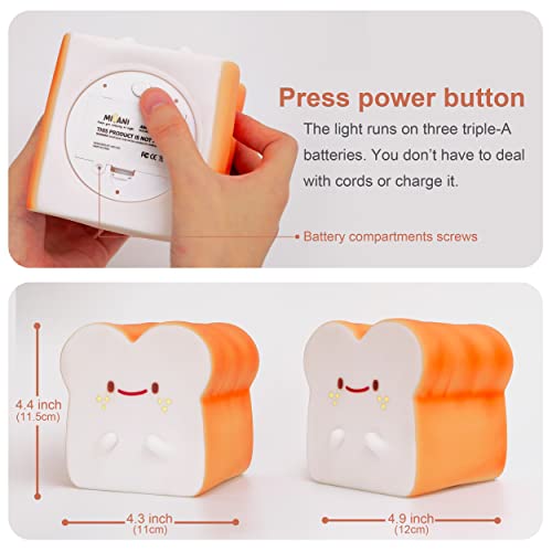 Mivani Baby Night Light, Cute Bread Toast Lamp For Kids Room, Timer Auto Shutoff, Aaa Battery Operated, Silicone Led Nightlight, Kawaii Bedroom Decor, Birthday Gifts For Teen Girls #TOP4