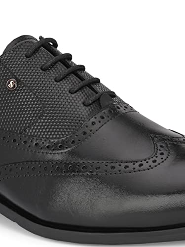Image of San Frissco Men's Formal Shoes Leather Brogues Lace Up Footwear Cushioned Footbed with TPR Sole Lightweight, Flexible and Stylish for Office, Wedding, Parties and Dailywear