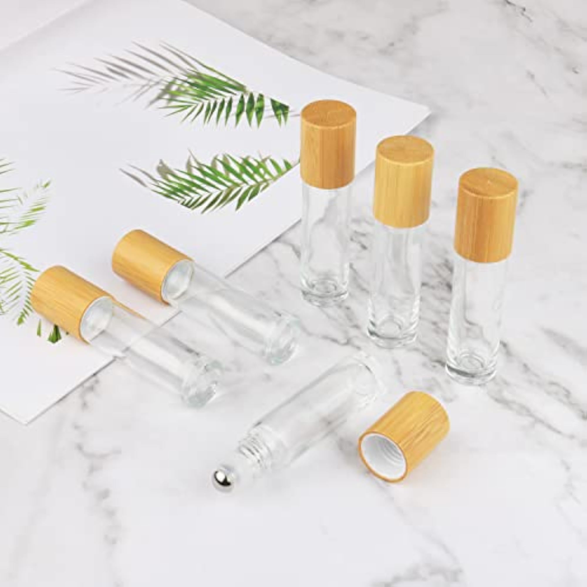 10 Pack 10ml Clear Glass Roller Bottles