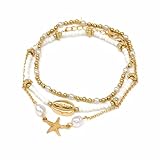 RICUHJIAJU Bracelet Cheville Femme Coquillage, Chevillere Bijoux Femme Coquillage Été, Bracelet Coquillage Cheville Boho, Chaîne de Cheville Coquillages Réglable, pour Femmes Fille (Couleur A)