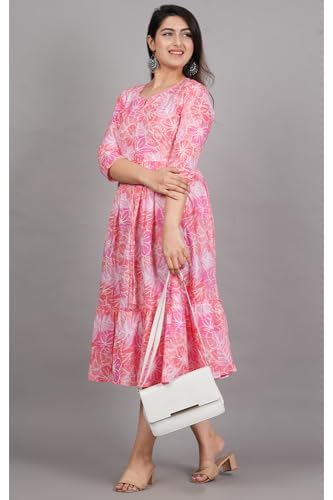 Image of Kuruti B Sheets Women's Cotton Floral Printed Regular Fit Anarkali Kurta for Women