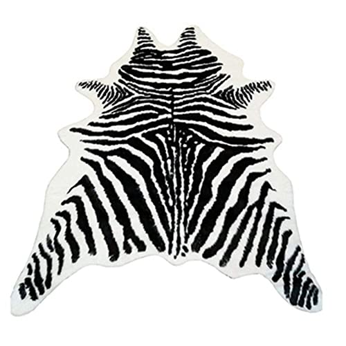 Zebra Print Rug Faux Animal Cowhide Skin Area Rug Leather Carpet Mat Large Size For Home Office Livingroom 7.9'X5.6' #TOP4