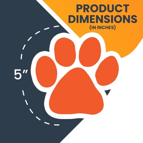 Image of Orange Pawprint Car Magnet 5 Inch, Dog Lover Gift | Heavy duty magnetic decal for car, truck, SUV or fridge, full color UV printed