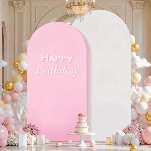 Pink White Arch Cover 7.2 & 6FT Stretch Spandex Wedding Backdrop Cover