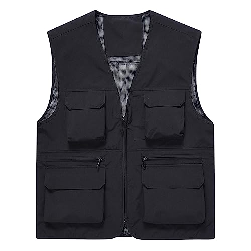 Men's Fishing Vest Casual Outdoor Mountaineering Mesh Photographer Jacket Multi-Pocket Breathable Quick Dry Coat