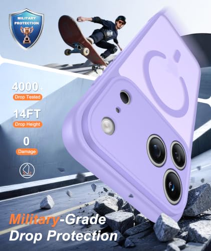Image of FNTCASE for iPhone 17 Pro-Max Case: Translucent Light Purple Slim Matte Cover Compatible with MagSafe, Full Camera Protection & Tempered Glass Protector, 14FT Military Grade Drop Tested