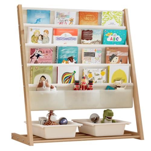 Forthcan 4 Tier Kids Bookshelf Book Storage Organizer Basket