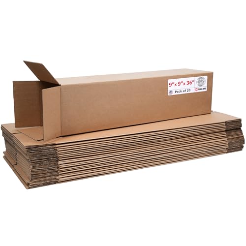 Image of Tall Cardboard Boxes 9 inchL x 9 inchW x 36 inchH (Pack of 20) - USA-Made Packing Boxes for Moving, Shipping, or Storage - USPS, UPS, FedEx Approved - Professional Packing Supplies for Moving | USA-Made Packing Boxes for Moving, Shipping, or Storage - USPS, UPS, FedEx Approved - Professional Packing Supplies