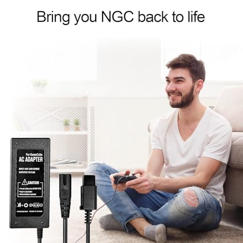 Image of Power Supply Compatible with Gamecube Power Cord, for Gamecube AV Cable & AC Power Adapter Set, Compatible with Gamecube NGC System(with av cable new)