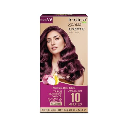 Image of Indica Xpress Creme Hair Color Burgundy|Grey Coverage|Gloves Included|135ml