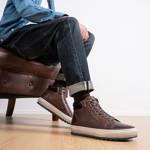 Image of Jousen Mens Casual Shoes Premium Leather Side Zipper High Top Boots Fashion Sneakers for Men