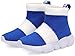 Santiro Kids Fuzzy High Top Shoes Knit Boys Slip On Sneakers Lightweight Sock Sneakers Fashion Running Shoes Blue White 4.5 M US