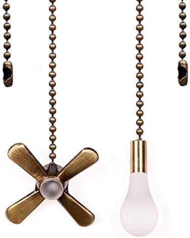 Aoprofree Ceiling Fan Pull Chain, Fan Pulls Set with Connector, 2 PCS 12 Inches Beaded Ball Fan Pull Chain -Bronze