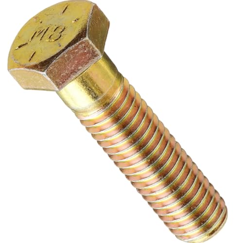 Image of 3 /8 x 1-1 /2 inch (100 Pack) Grade 8 Coarse Hex Cap Screw, Coarse Thread, Yellow Zinc by Makers Bolt