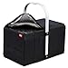 achilles Handle-Box Cool Einkaufs-Korb mit Kühl-Einsatz Picknick-Korb mit Aluminium Griff Kühl-Tasche herausnehmbar Klapp-Box Trage-Korb Falt-Tasche Schwarz 40 cm x 24 cm x 20 cm